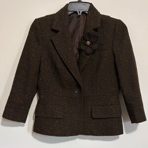 Daisy Fuentes Dark Brown Blazer with Floral Accent